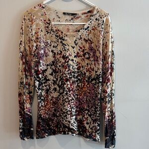 NIC+ZOE Multicolor Abstract Long Sleeve Top